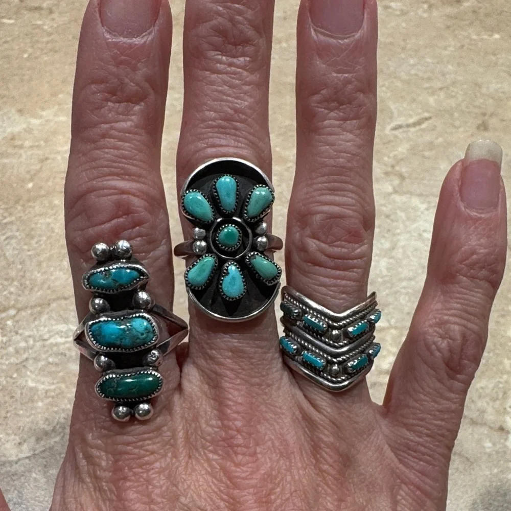 Turquoise Silver Women's Ring - Picture 4 of 13